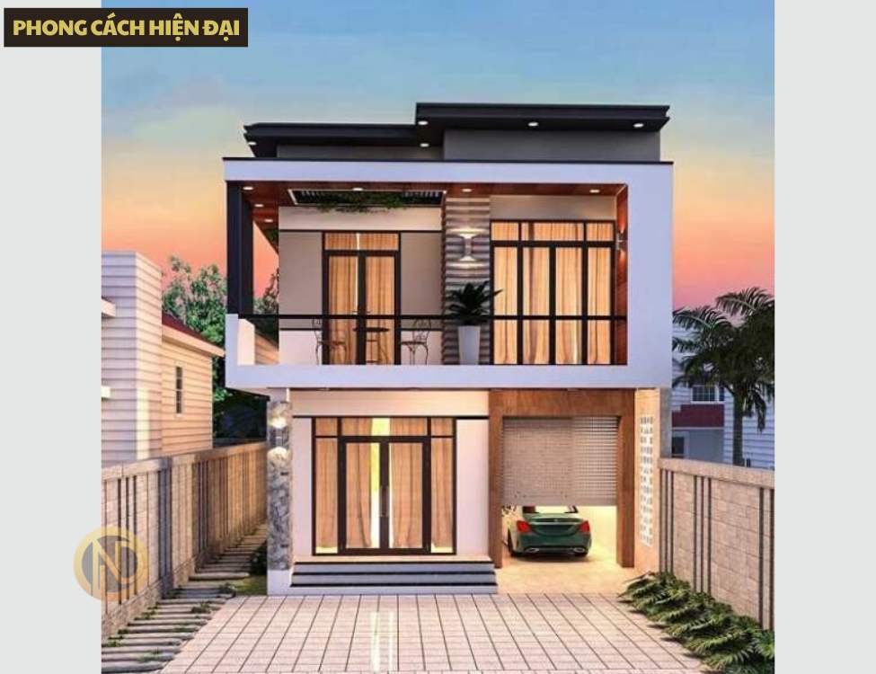Nhà 2 tầng chữ L 7x15 phong cách hiện đại