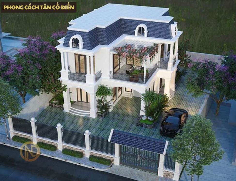 Nhà 2 tầng chữ L 7x15 phong cách tân cổ điển