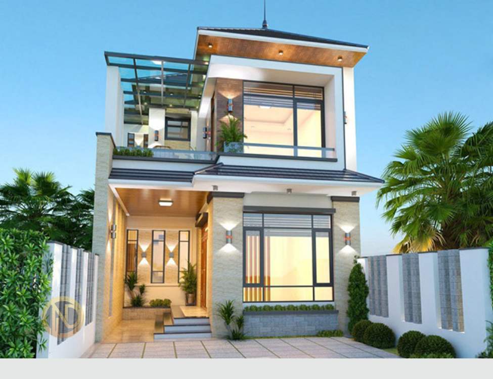 Mẫu Nhà 2 Tầng Chữ L 7x15