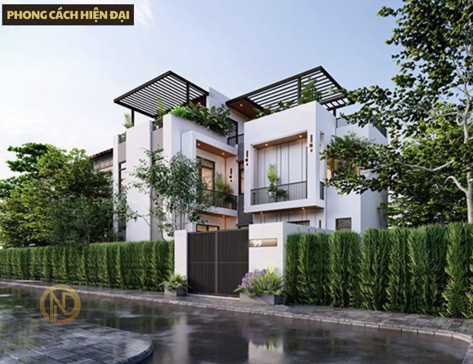 Nhà 2 tầng chữ L 7x15 phong cách hiện đại