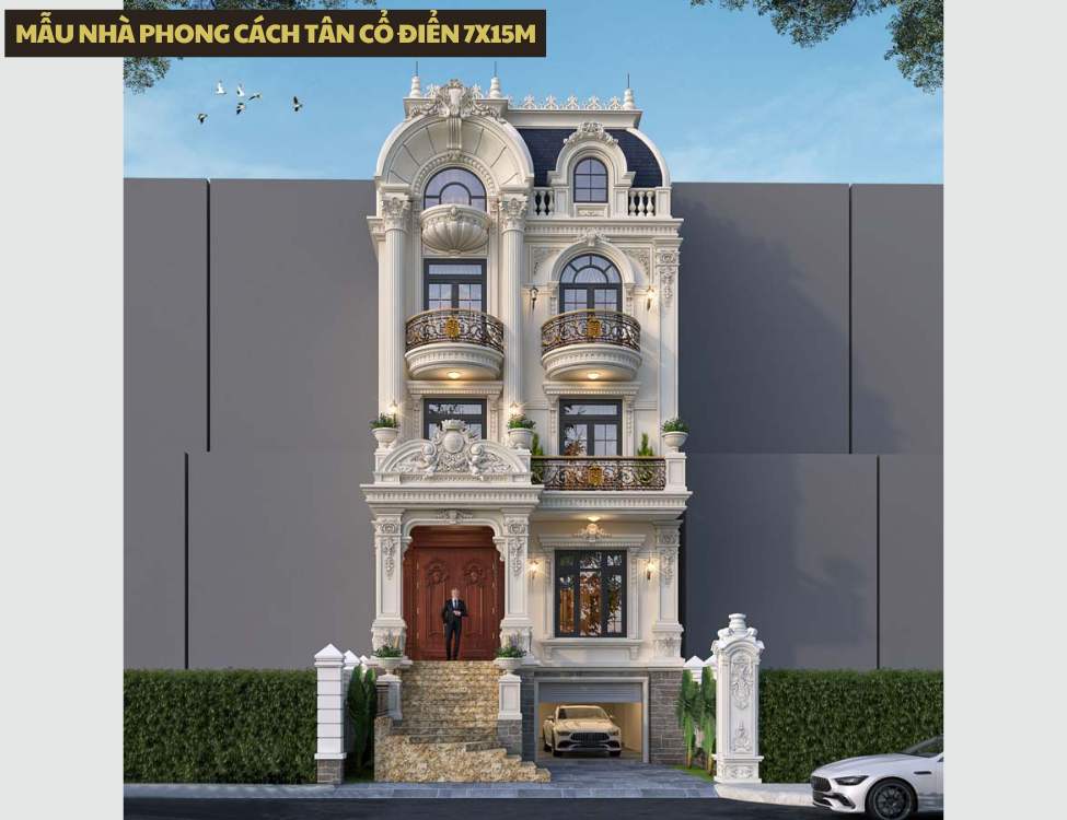 Mẫu nhà phong cách tân cổ điển 7x15m