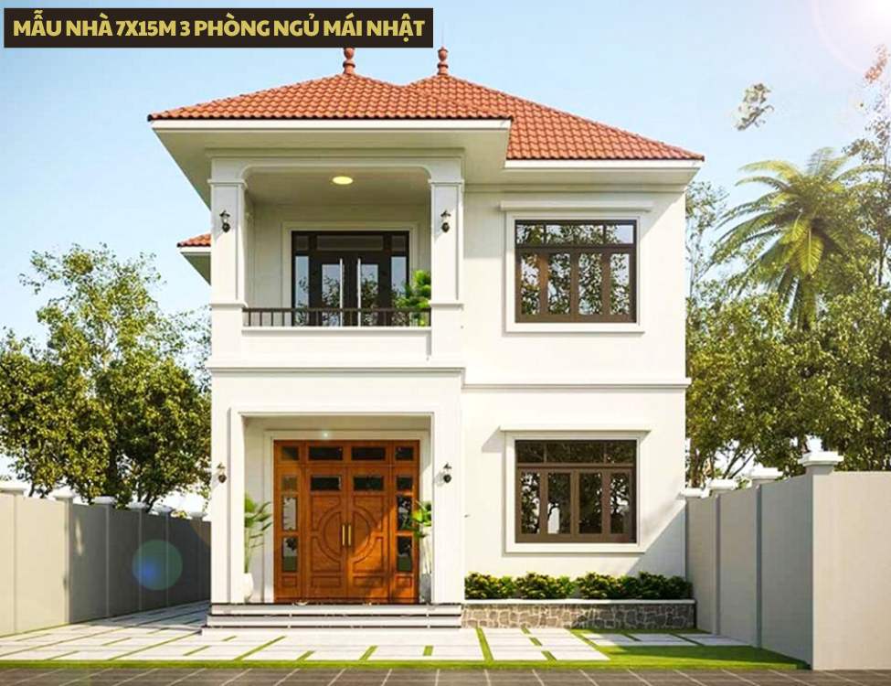 Mẫu nhà 7x15m 3 phòng ngủ mái Nhật tinh tế