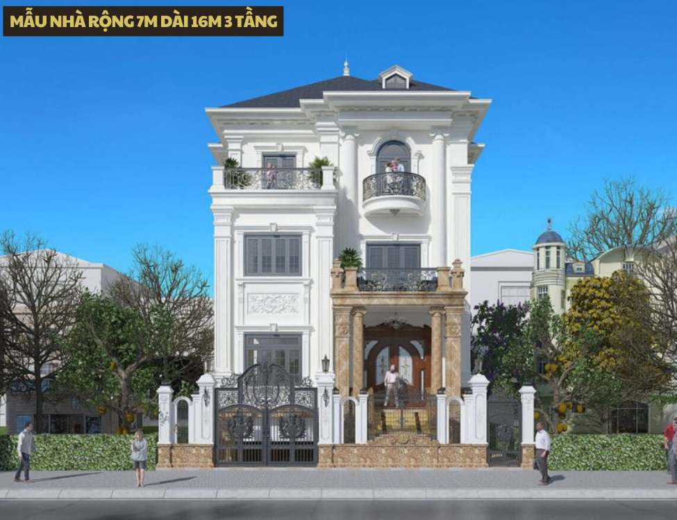 Mẫu nhà rộng 7m dài 16m 3 tầng