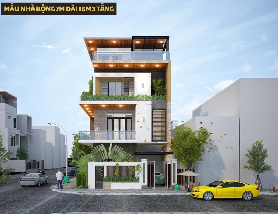 Mẫu nhà rộng 7m dài 16m 3 tầng