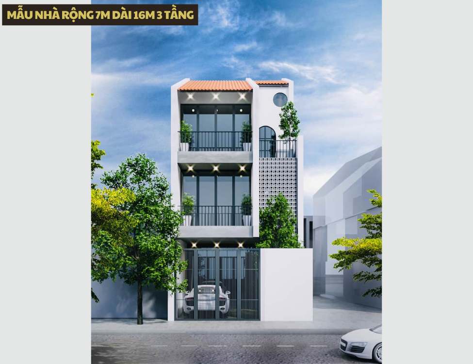 Mẫu nhà rộng 7m dài 16m 3 tầng