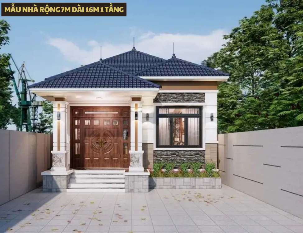 Mẫu nhà rộng 7m dài 16m 1 tầng