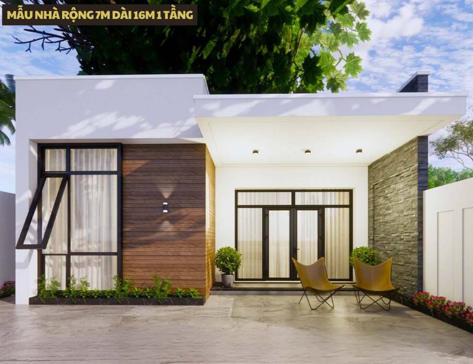 Mẫu nhà rộng 7m dài 16m 1 tầng