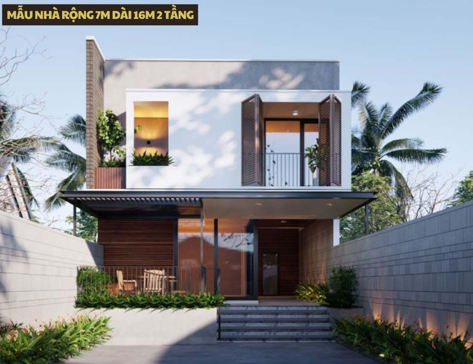 Mẫu nhà rộng 7m dài 16m 2 tầng