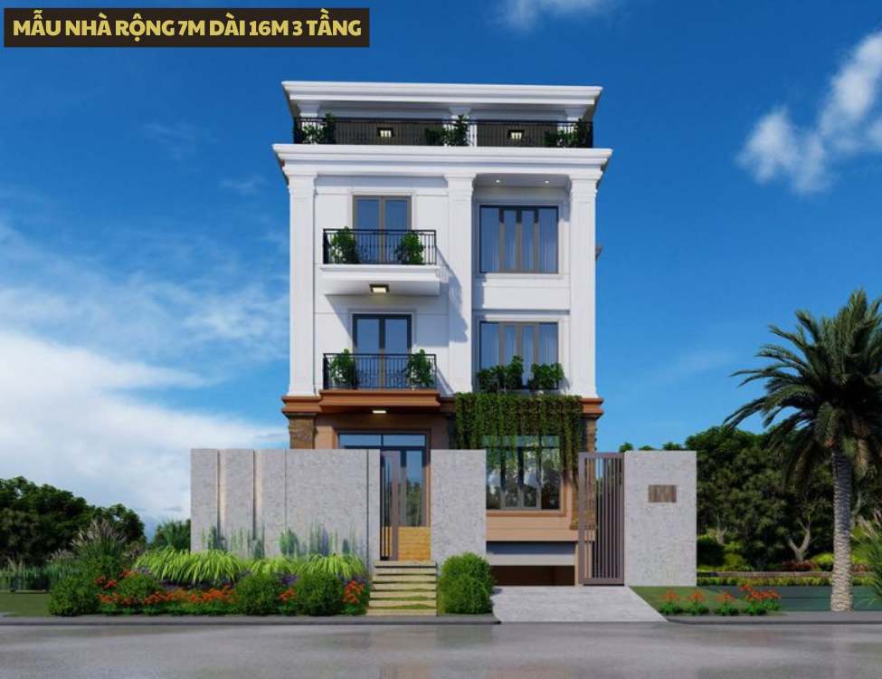 Mẫu nhà rộng 7m dài 16m 3 tầng