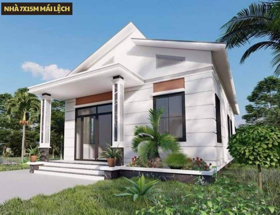 Mẫu nhà mái lệch 7x15m đẹp và sáng tạo