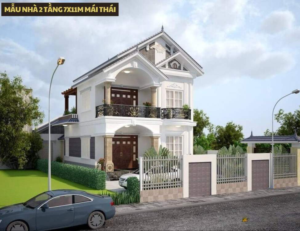 Mẫu Nhà 2 Tầng 7x11m Mái Thái