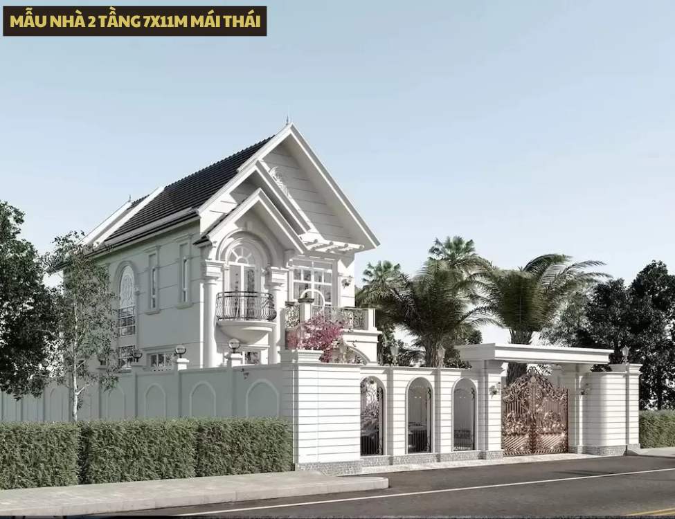 Mẫu Nhà 2 Tầng 7x11m Mái Thái