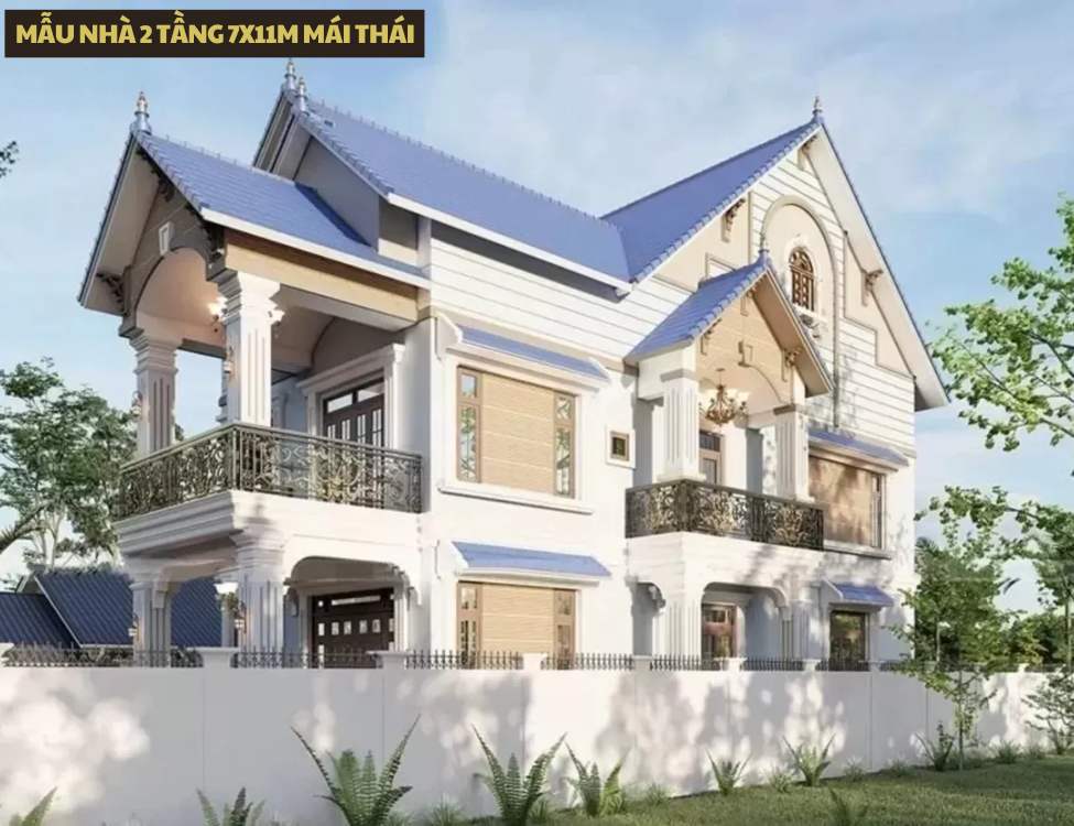 Mẫu Nhà 2 Tầng 7x11m Mái Thái