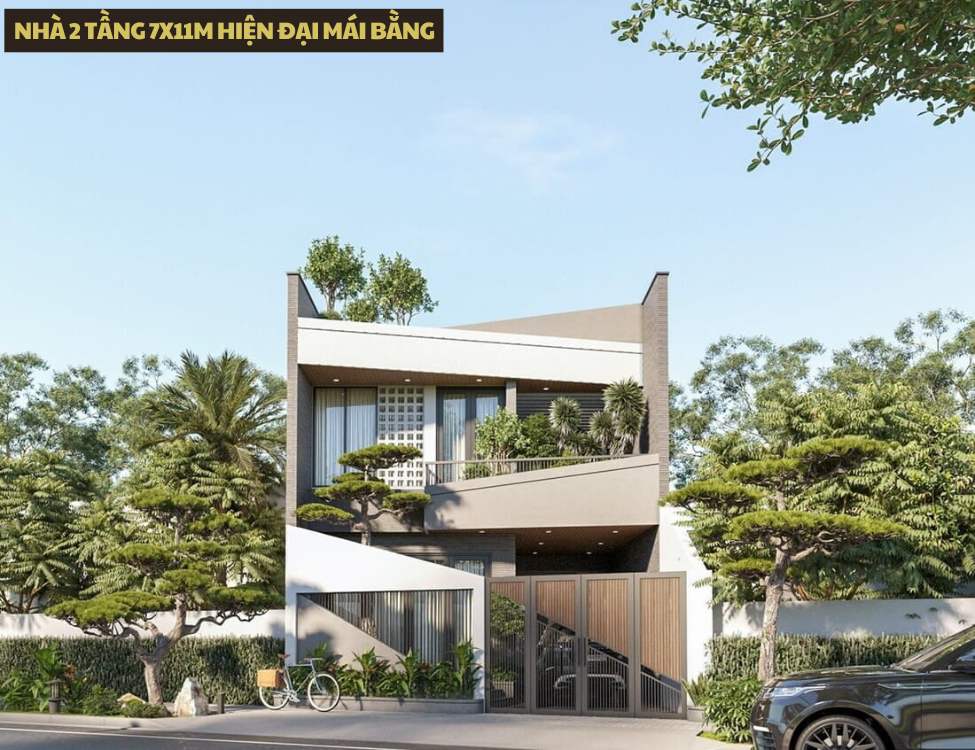 Nhà 2 tầng 7x11m hiện đại mái bằng