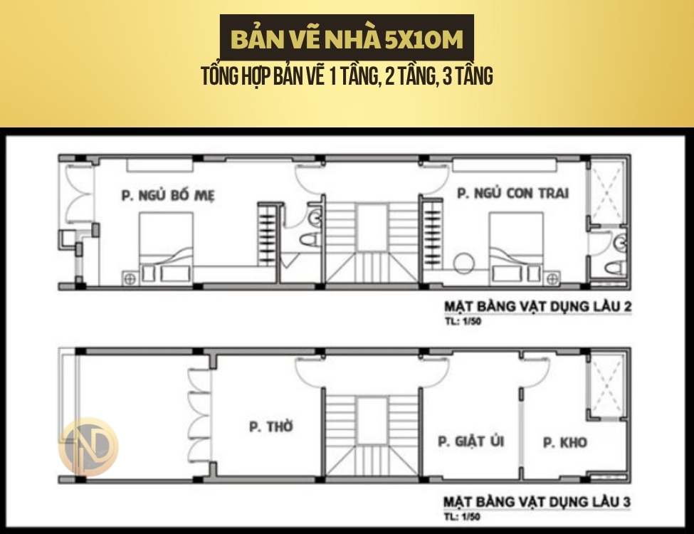 mẫu bản vẽ nhà 5x10m