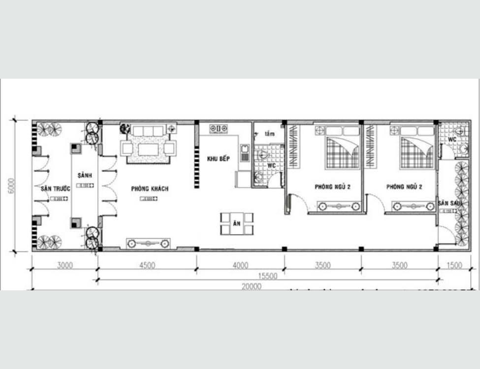 Bản vẽ mặt bằng nhà cấp 4 5x10m