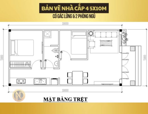 Bản vẽ nhà cấp 4 5x10m