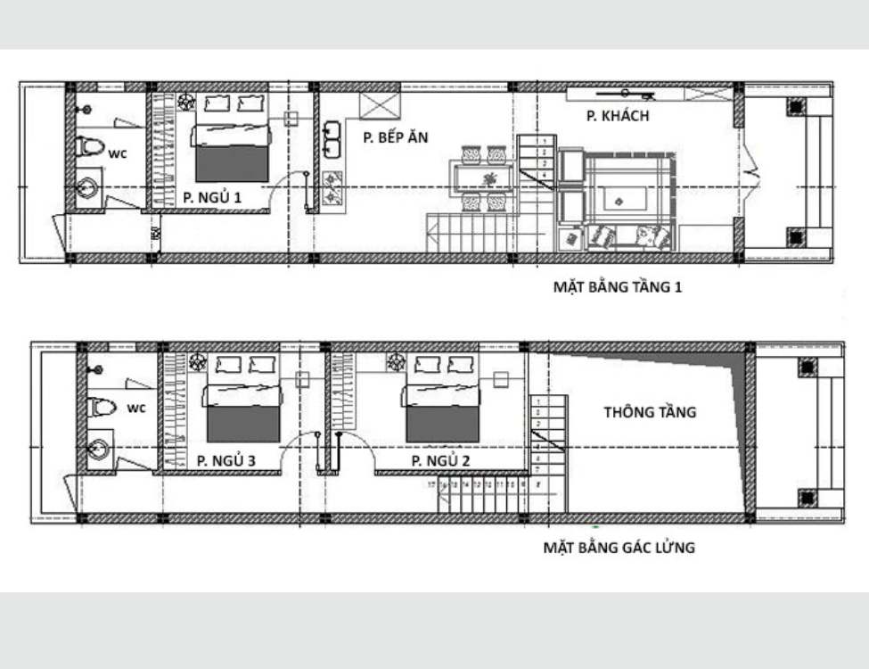 Bản vẽ nhà cấp 4 5x10m gác lửng