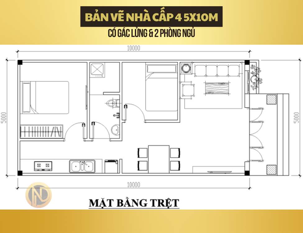 Bản vẽ nhà cấp 4 5x10m
