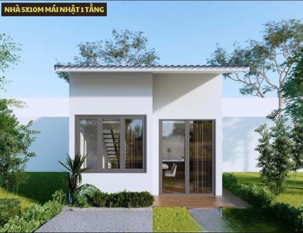 Nhà 5x10m mái nhật 1 tầng