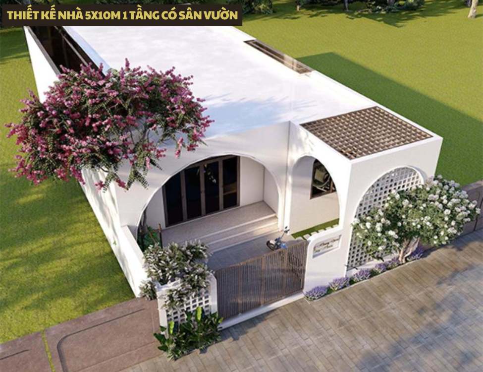 Thiết kế nhà 5x10m 1 tầng có sân vườn