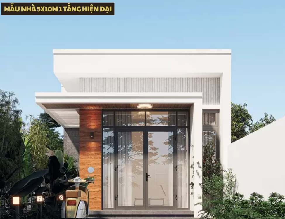 Mẫu nhà 5x10m 1 tầng hiện đại mái bằng