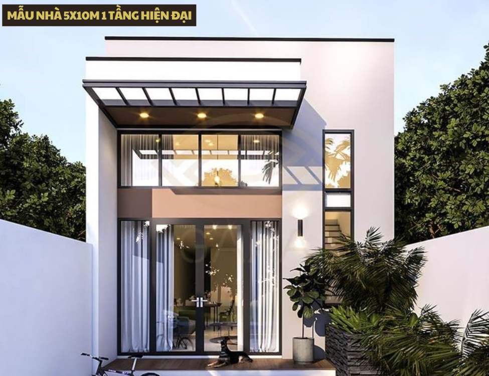 Mẫu nhà 5x10m 1 tầng hiện đại mái bằng