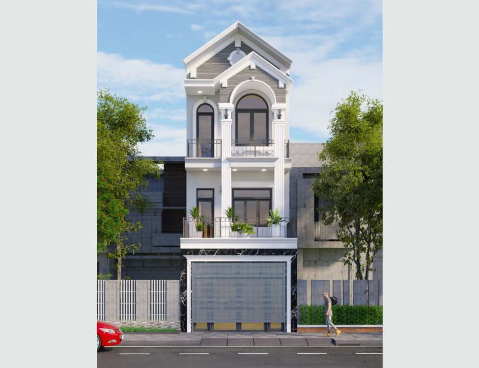 Thiết kế nhà 5x10m 3 tầng mái Thái