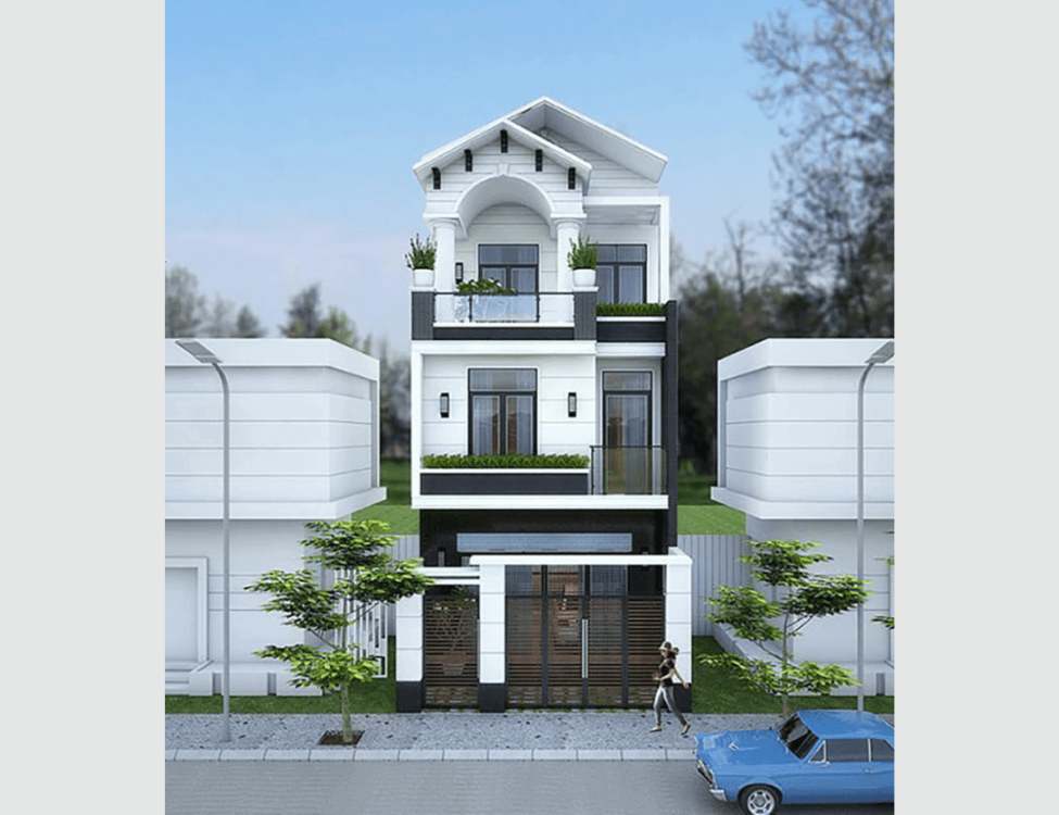 Mẫu nhà 50m2 (5x10m) 3 tầng mái Thái