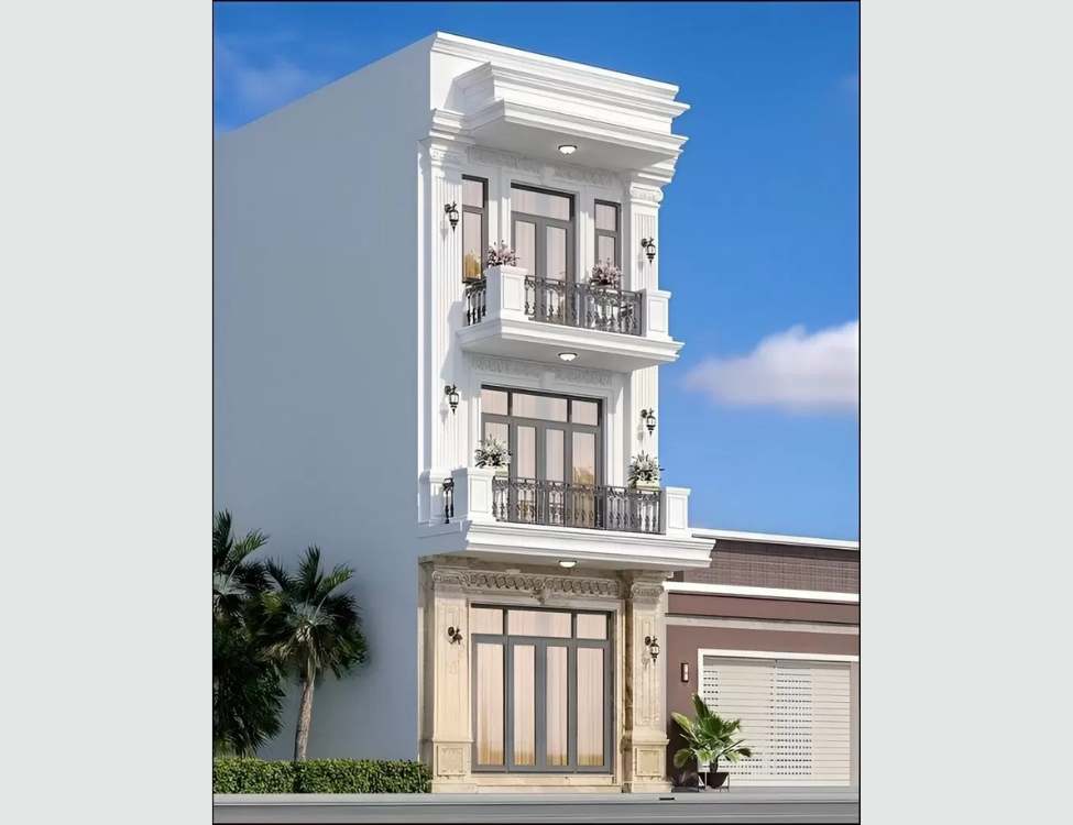 Mẫu nhà 5x10m 3 tầng Tân Cổ Điển