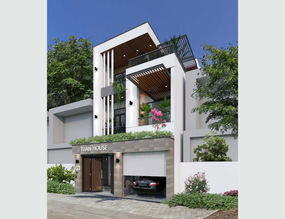 Mẫu nhà 3 tầng rộng 5 dài 10 có gara