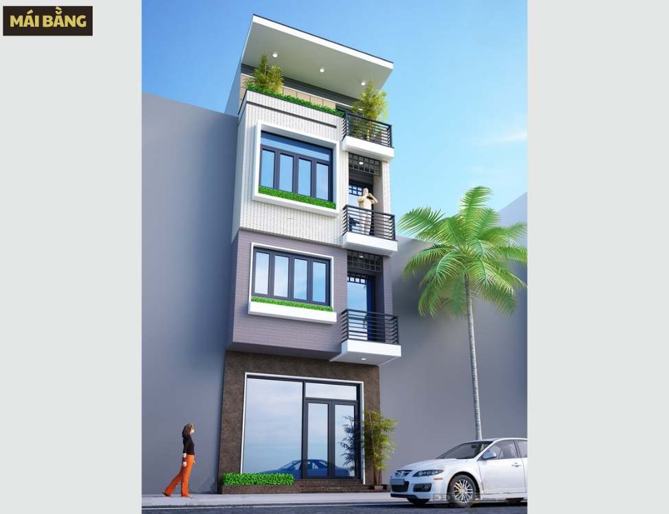 mẫu nhà 5x10m 3 tầng mái bằng