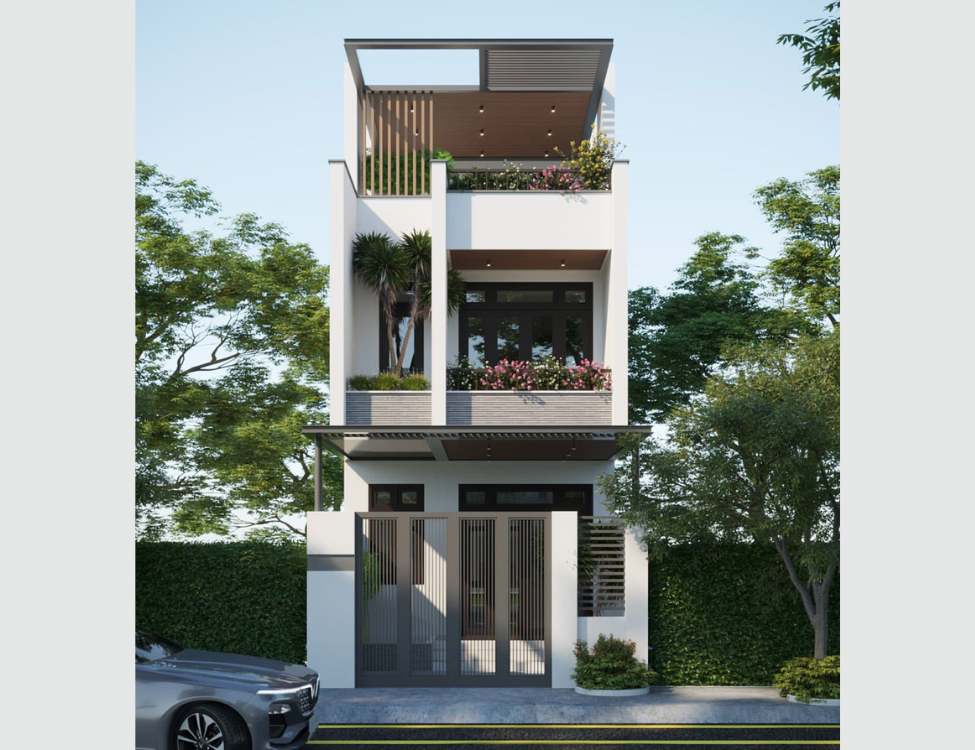 Mẫu nhà ống tầng 5x10m mái bằng hiện đại