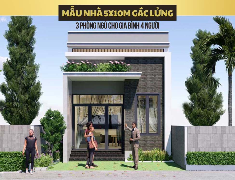 mẫu nhà 5x10 m gác lửng