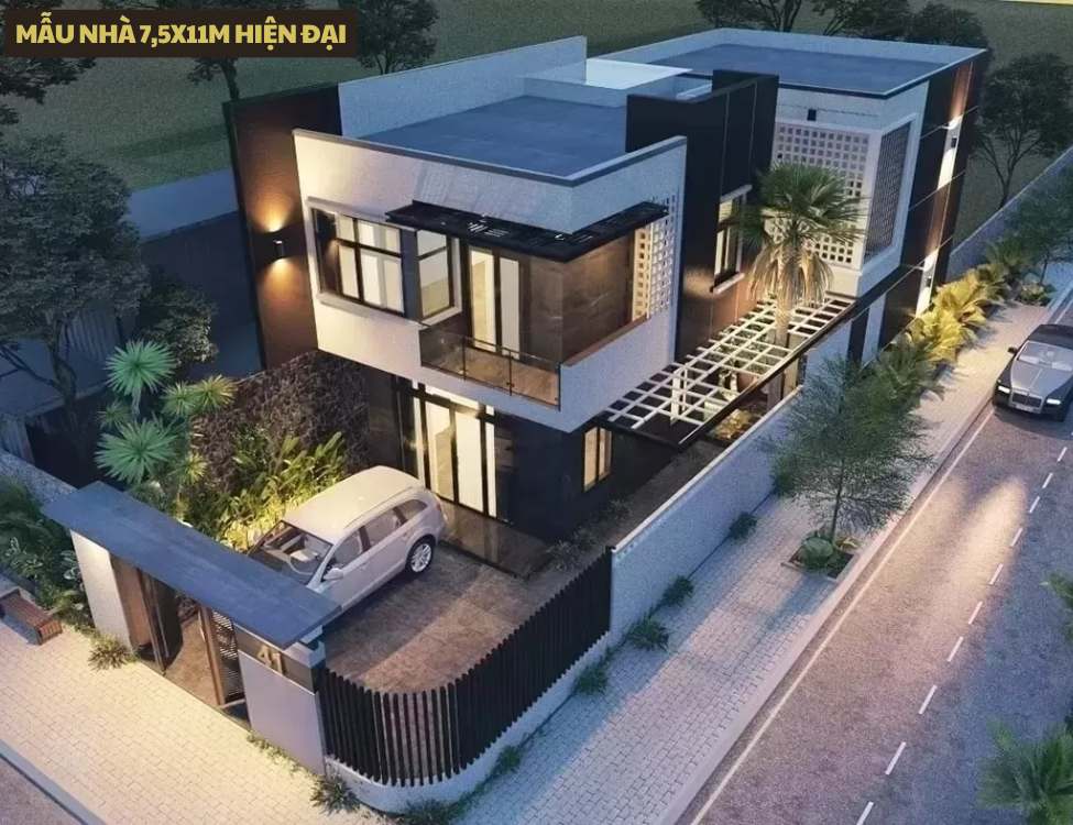 Mẫu nhà 7,5x11m hiện đại