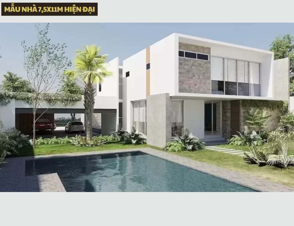 Mẫu nhà 7,5x11m hiện đại