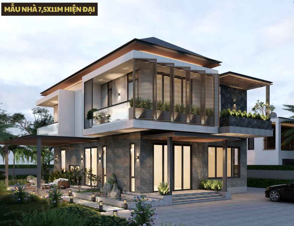 Mẫu nhà 7,5x11m hiện đại
