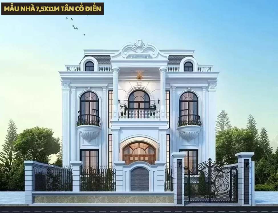Mẫu nhà 7,5x11m tân cổ điển