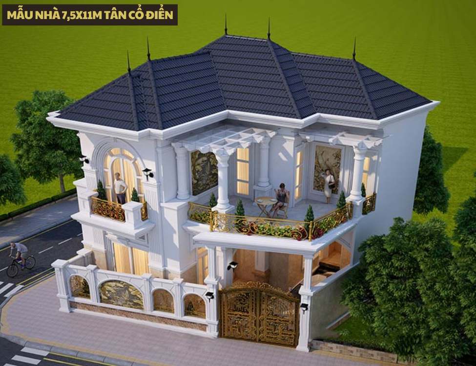 Mẫu nhà 7,5x11m tân cổ điển