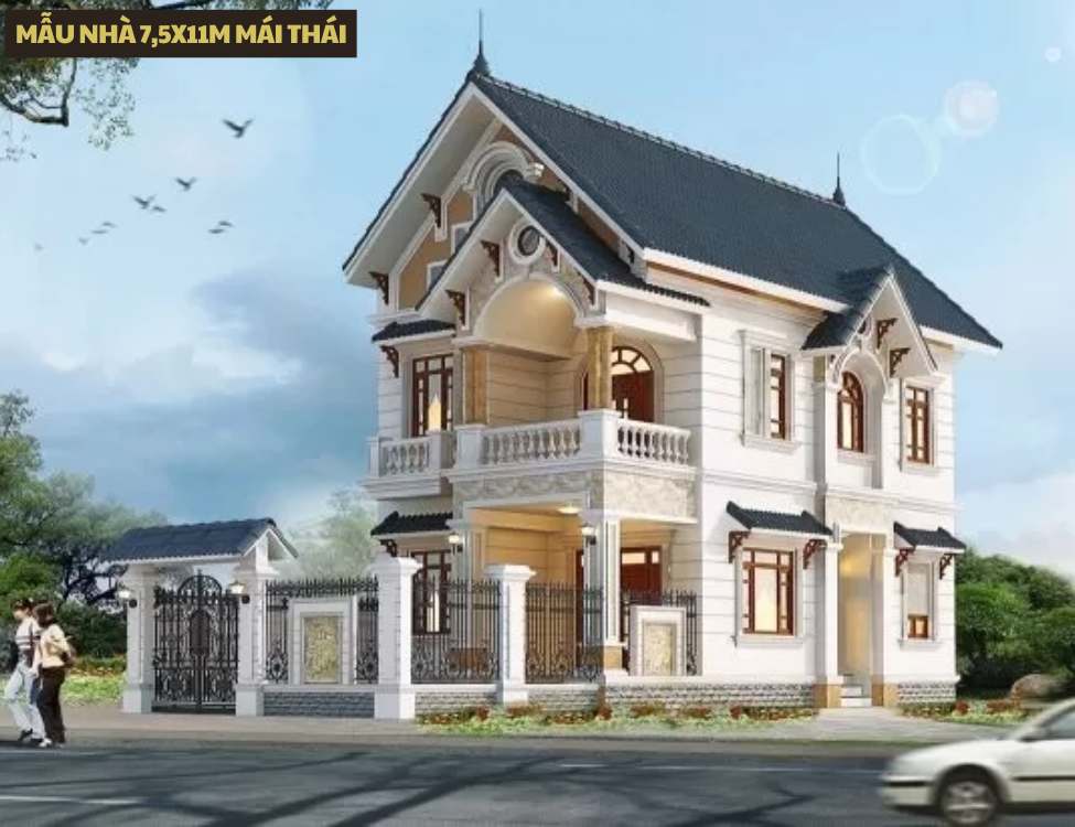 Mẫu nhà 7,5x11m mái thái