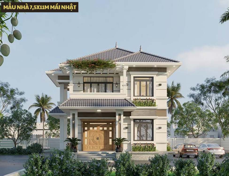 Mẫu nhà 7,5x11m mái nhật