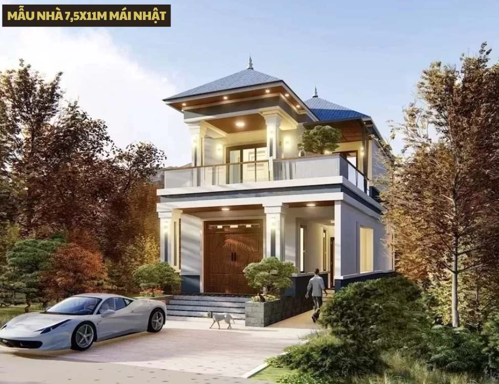 Mẫu nhà 7,5x11m mái nhật