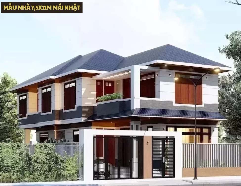 Mẫu nhà 7,5x11m mái nhật