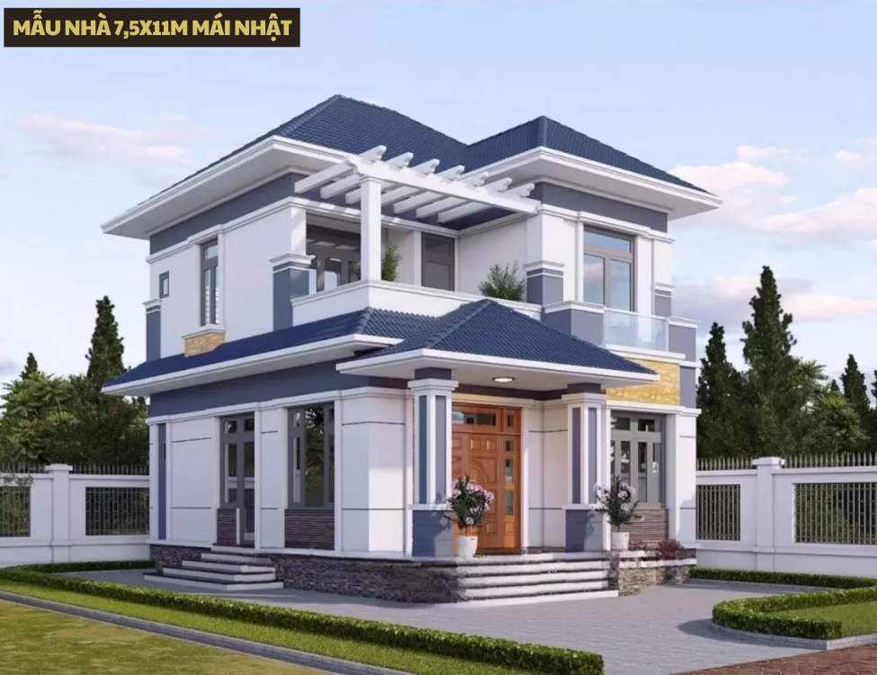 Mẫu nhà 7,5x11m mái nhật