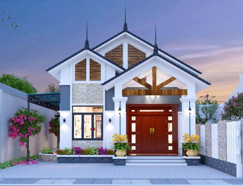 Mẫu nhà 1 tầng 7.5x11m tiết kiệm, tiện nghi