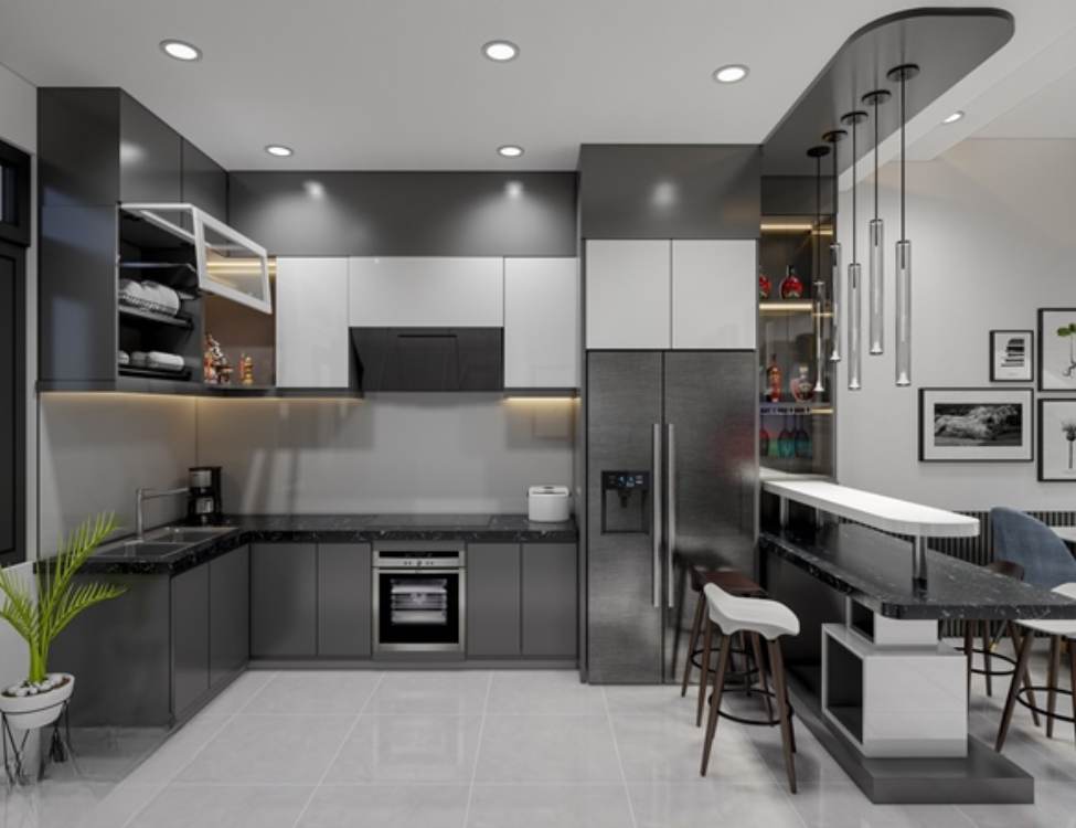 Phòng bếp tiện nghi cho không gian 50m2