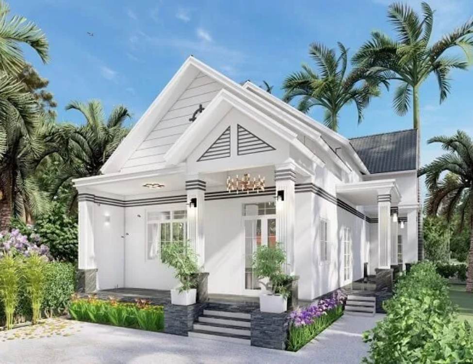 mẫu nhà 5x10m 1 tầng 2 phòng ngủ mái thái