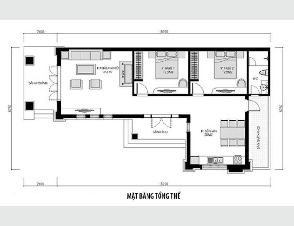 Bố trí mặt bằng tối ưu cho nhà cấp 4 ngang 5m dài 10m