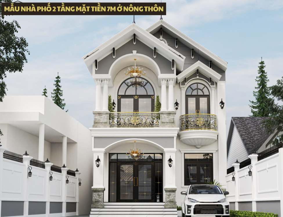Mẫu nhà phố 2 tầng mặt tiền 7m ở nông thôn