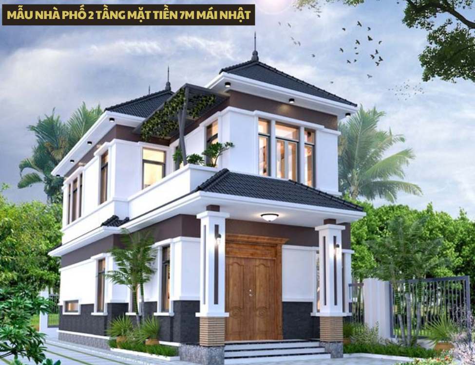 Mẫu nhà phố 2 tầng mặt tiền 7m mái Nhật